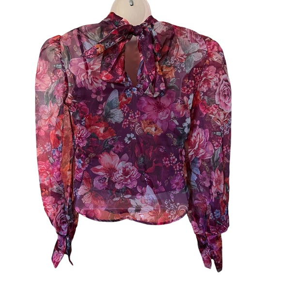 NWT Anthropologie Organza Blouse Purple Motiff Sz XXS - Picture 10 of 13